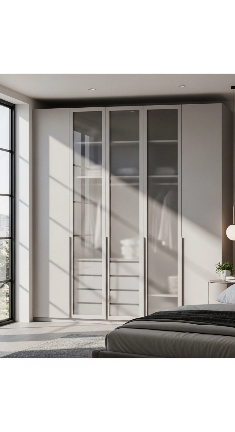 wardrobe decor ideas with frosted glass wardrobe panels