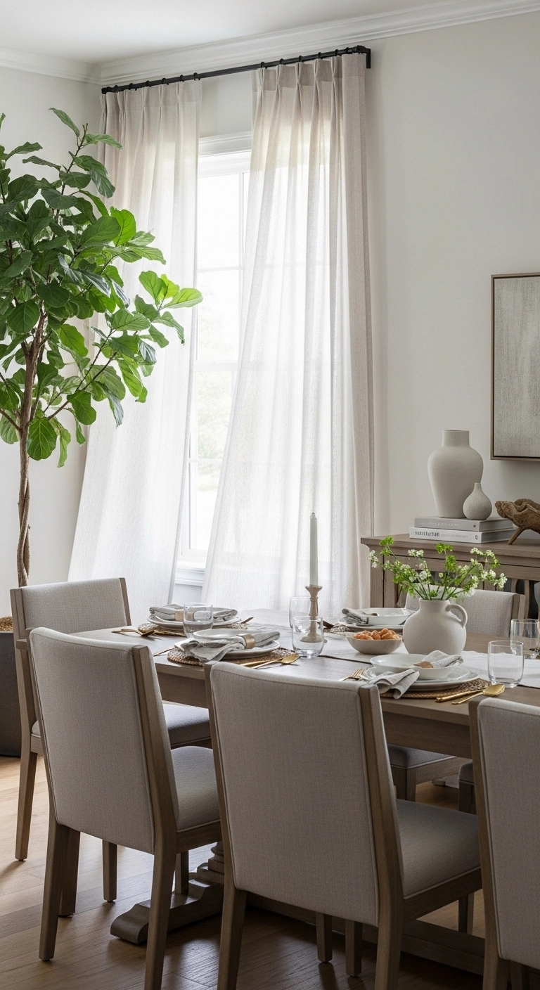 house decor with indoor plants in a bright dining room