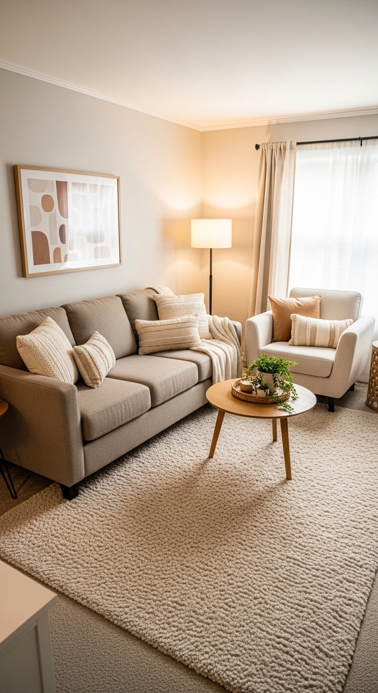 small living room decor ideas with a large rug grounding the seating area