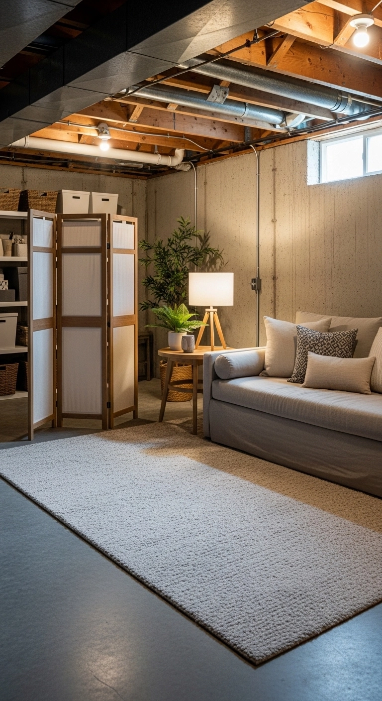 unfinished basement ideas with a guest overflow sleeping area