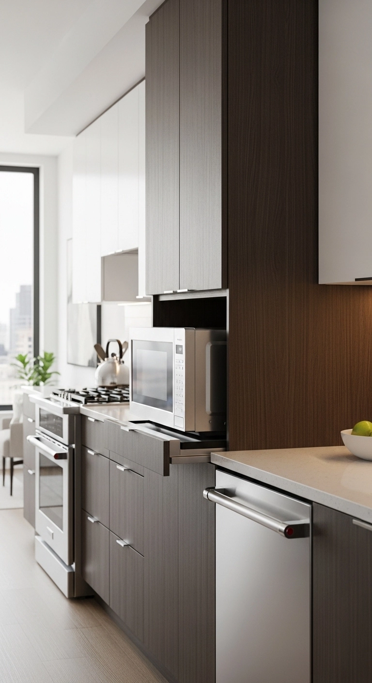 microwave location ideas with a hidden appliance garage