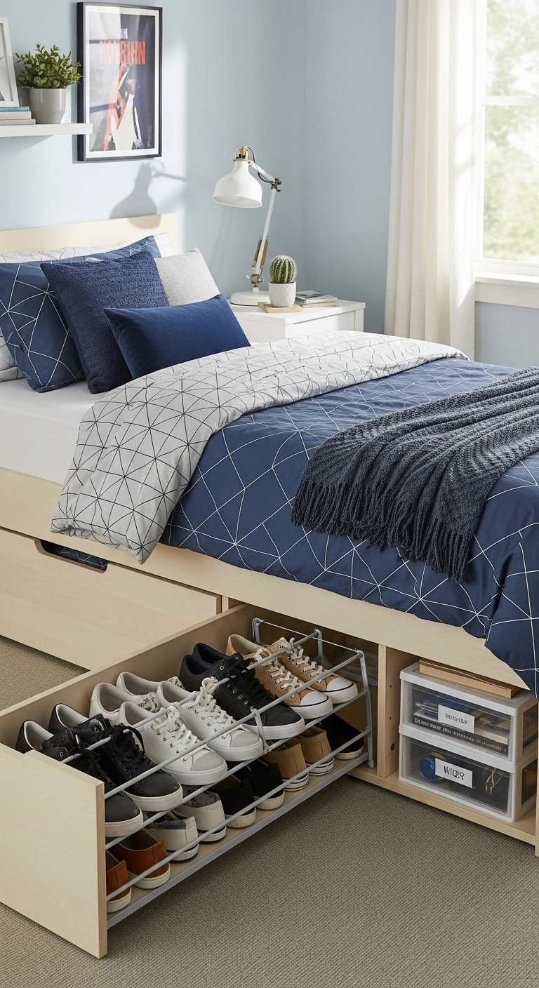 teenage boy bedroom ideas with under bed storage drawers