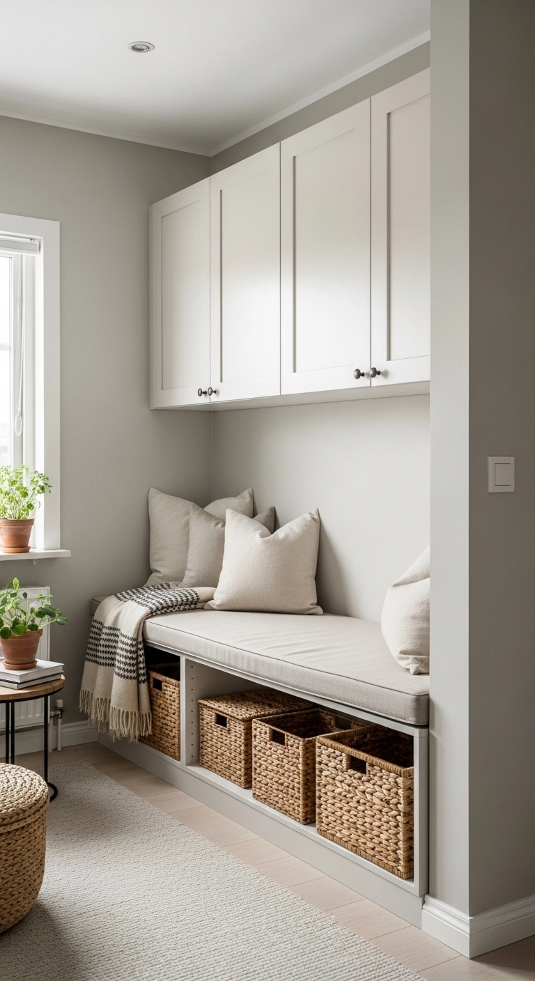 Small home interior design ideas with hidden storage and clutter-free styling