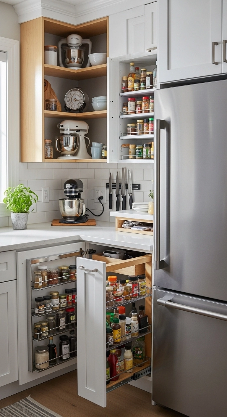 kitchen ideas for small spaces with narrow pull-out storage