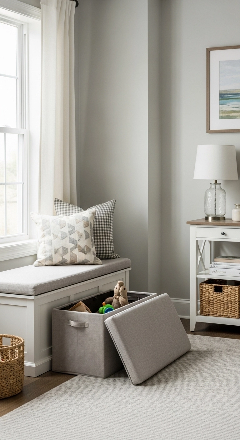 toy storage solutions with hidden storage furniture in a family room