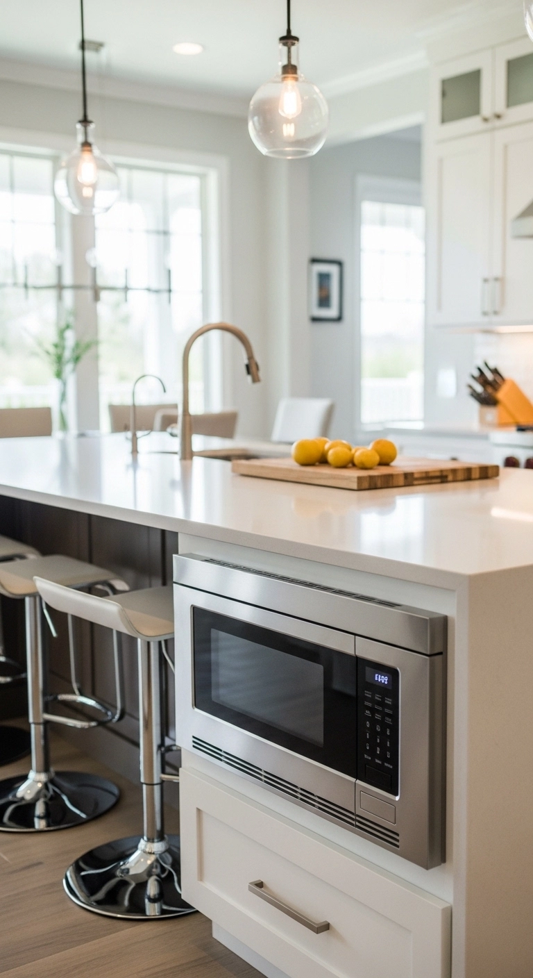 microwave location ideas with a microwave built into the island