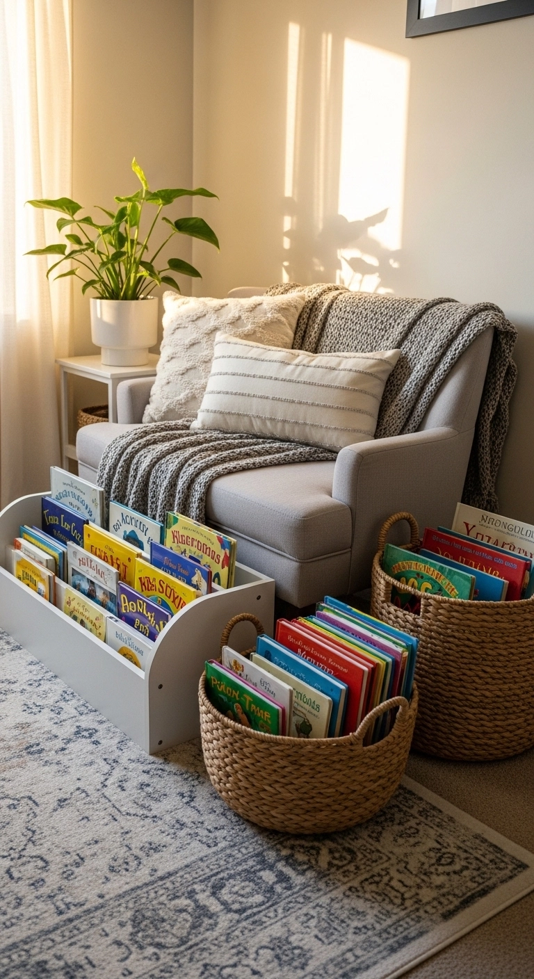 toy storage solutions with a separate children’s book zone
