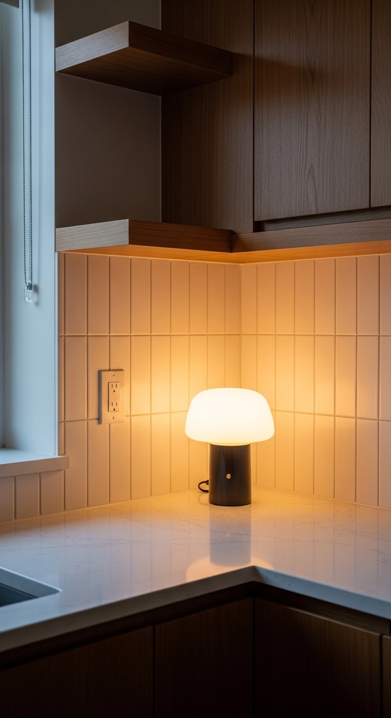 house decor with a lamp styled on a cozy kitchen counter