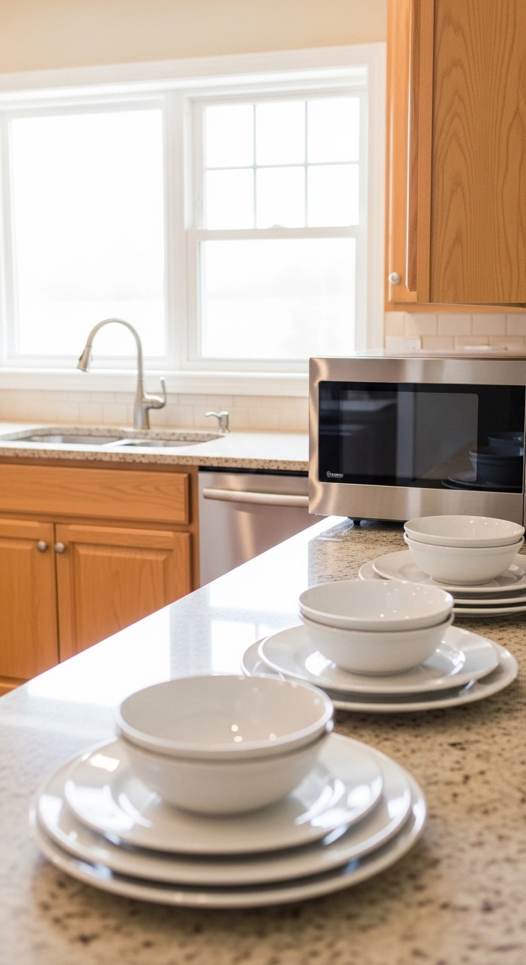 microwave location ideas with landing space beside the microwave