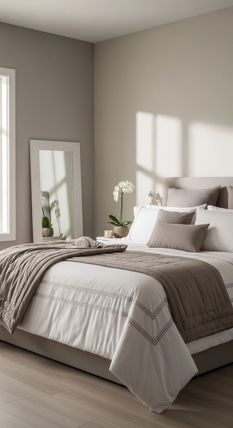 spa bedroom ideas with layered cotton bedding in a restful bedroom