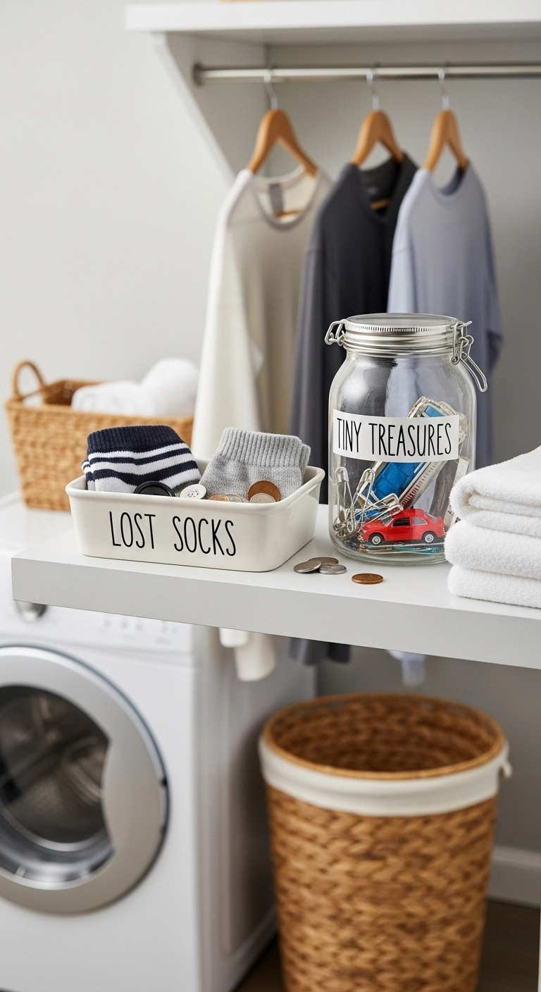 Small laundry room ideas with storage for lost socks and small items
