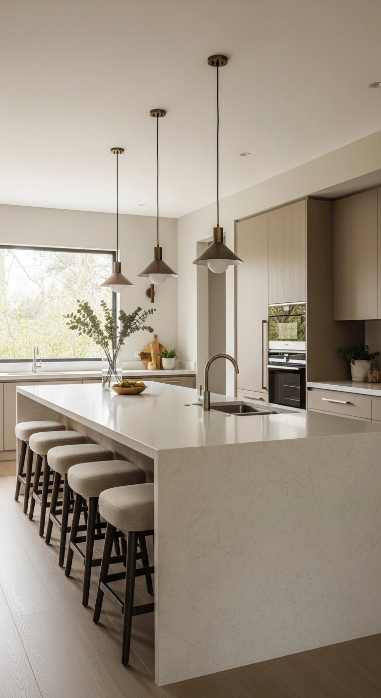 kitchen stool ideas with low-back stools at a modern island