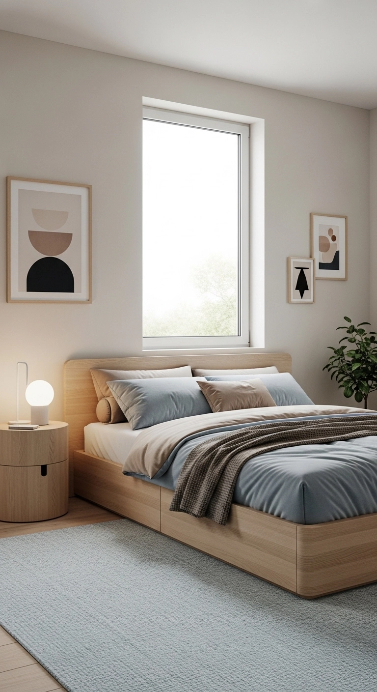 boys bedroom ideas with low platform bed and modern cozy styling