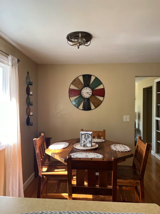 Make one eating area feel settled