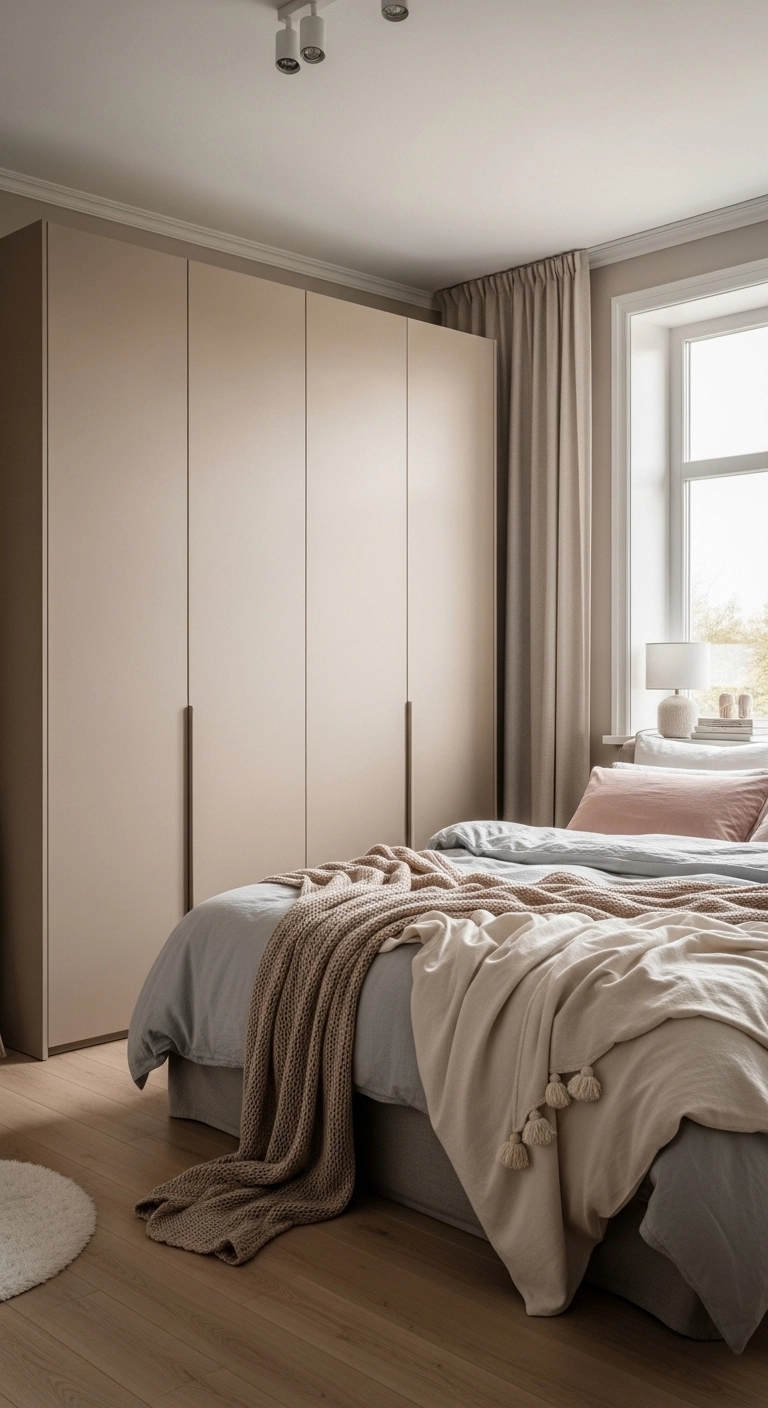 wardrobe decor ideas with matching wardrobe and wall color