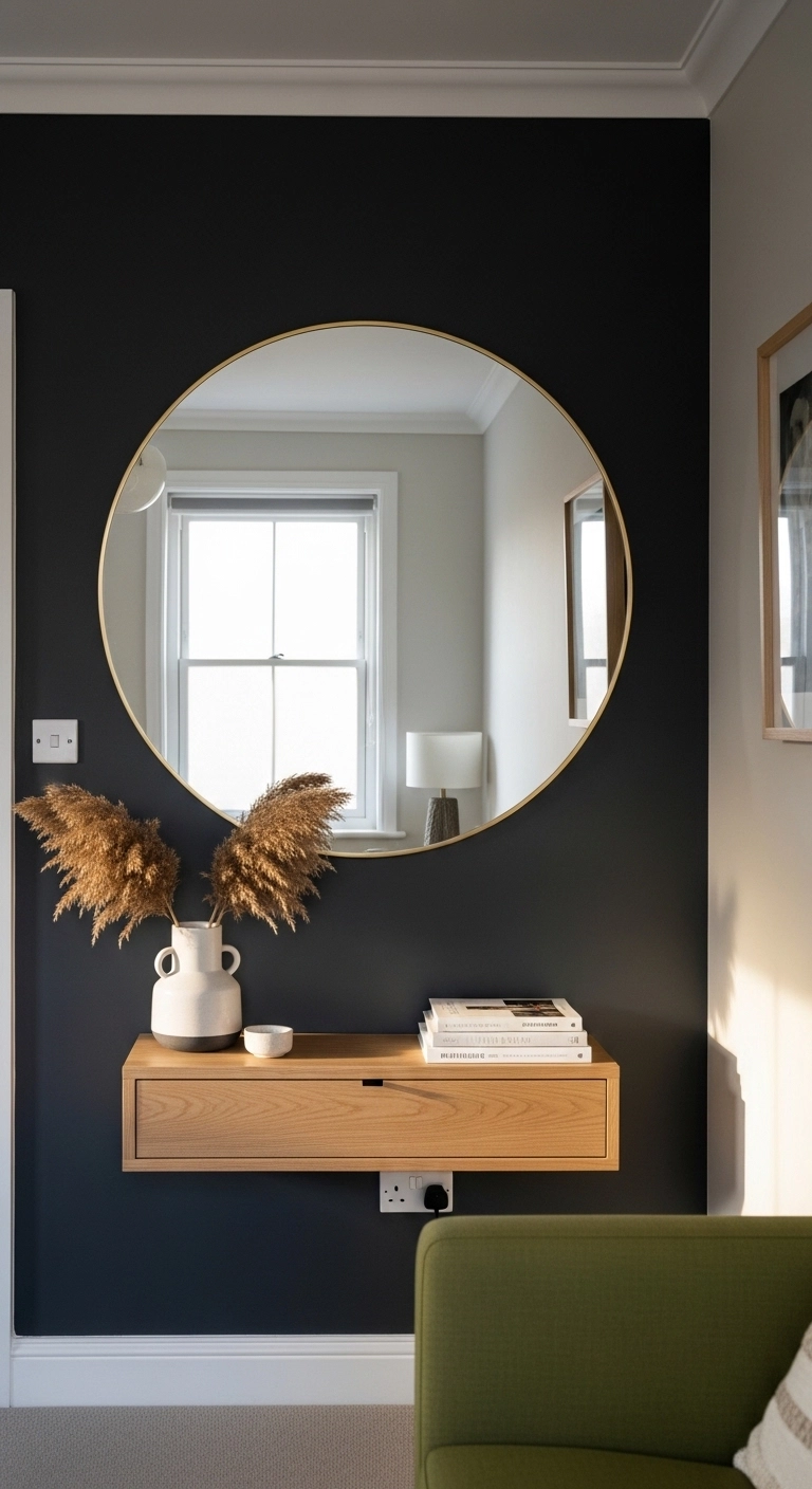 Small home interior design ideas with a mirror brightening a small room