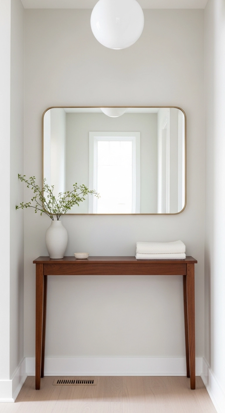 small entryway ideas with a mirror above a console table