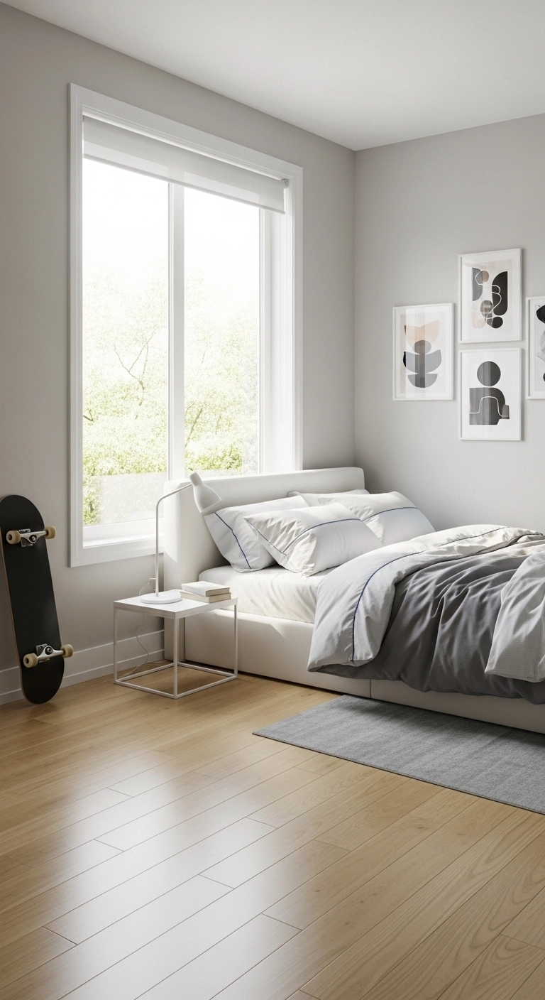 teenage boy bedroom ideas with a low platform bed