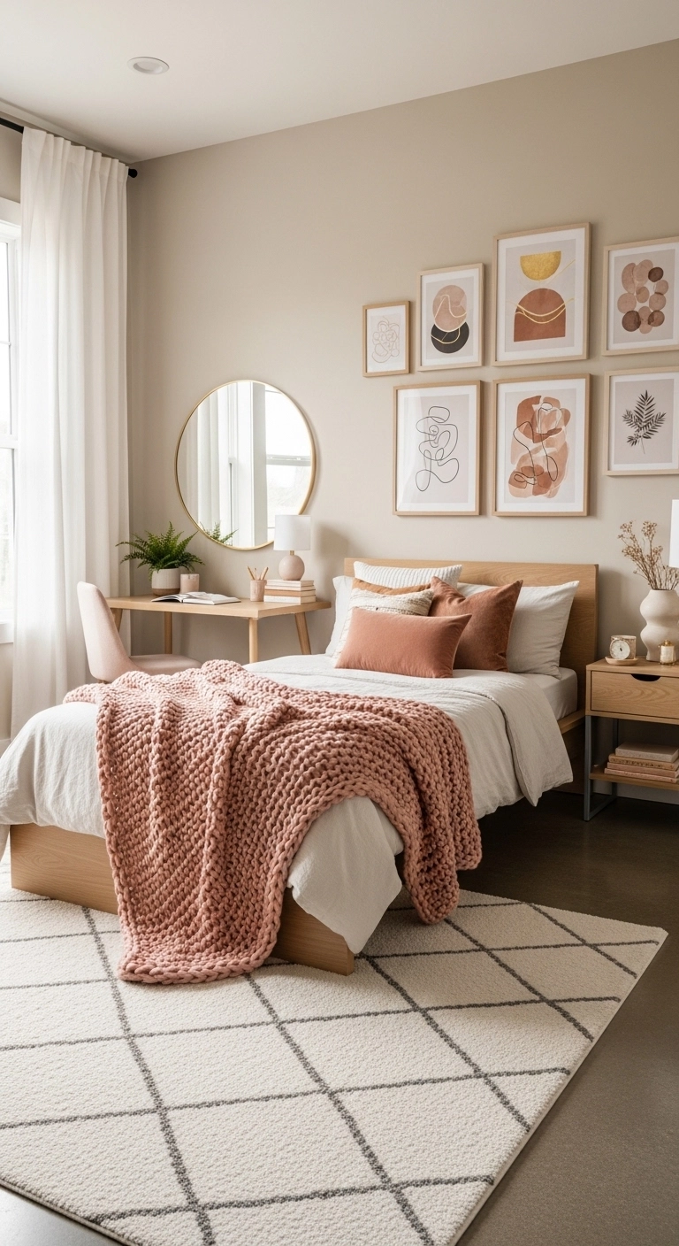 teen girl bedroom ideas with a more mature style and layered textures
