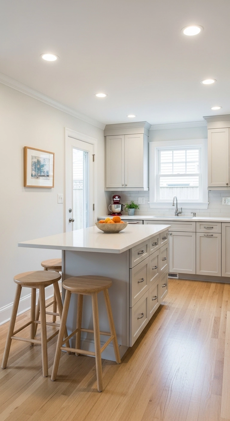 small home renovation ideas with a narrow kitchen island