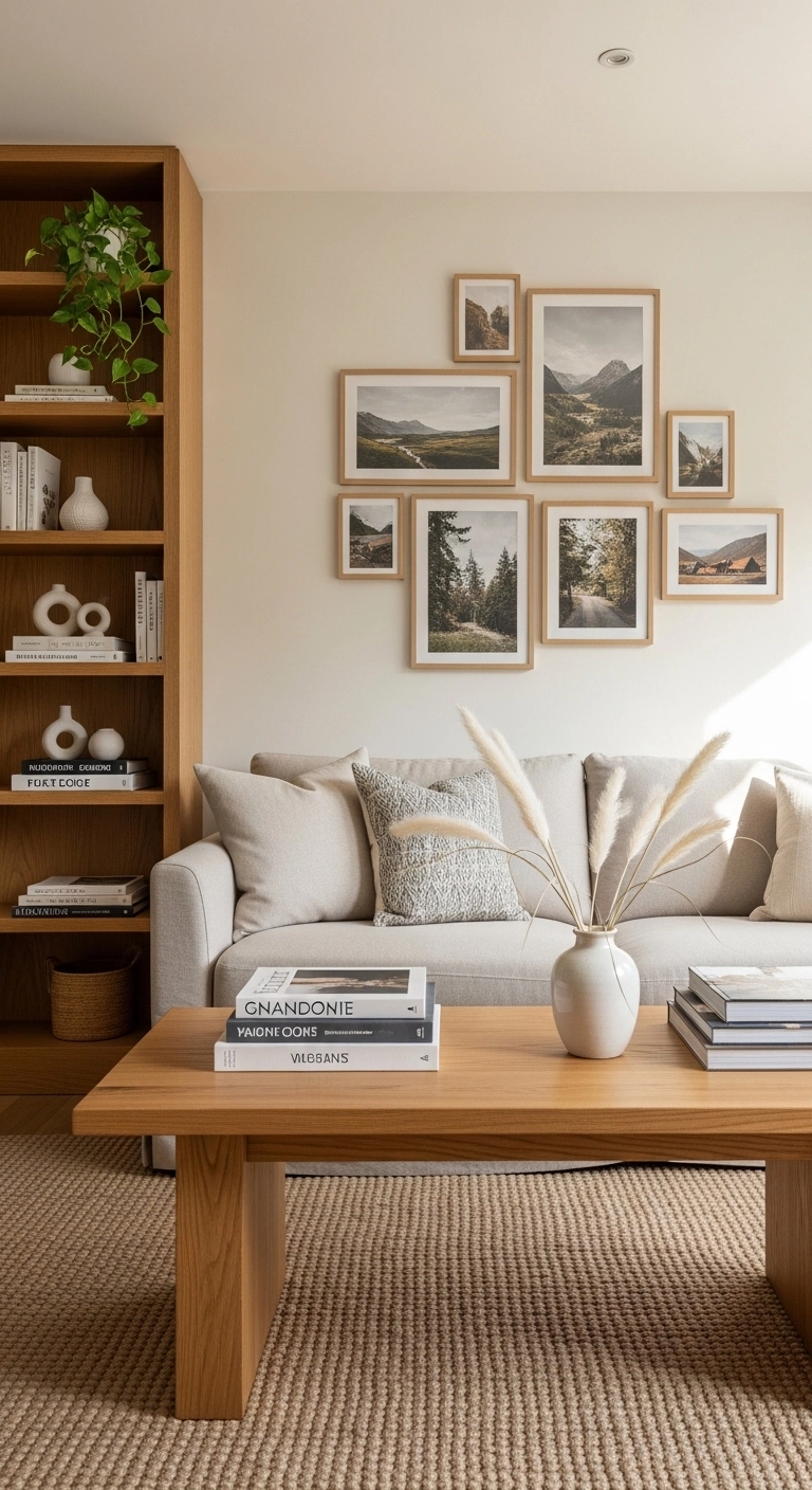 house decor with natural wood furniture and soft warm textures