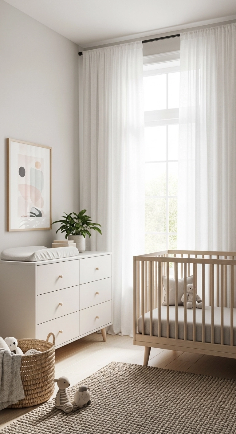 Small nursery ideas with a subtle feature wall behind the crib