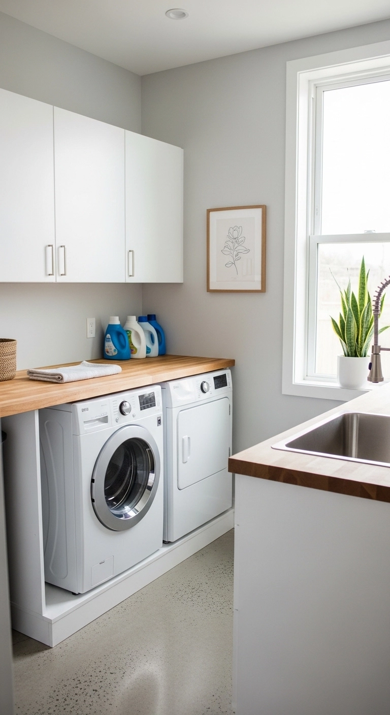 Small laundry room ideas with open floor space and no clutter
