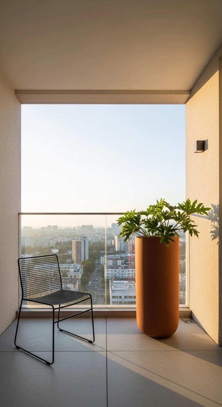 apartment balcony ideas with minimal furniture and open floor space