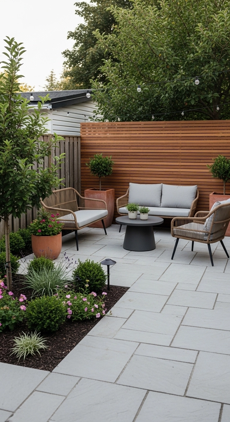 small backyard patio ideas with open breathing space and uncluttered design