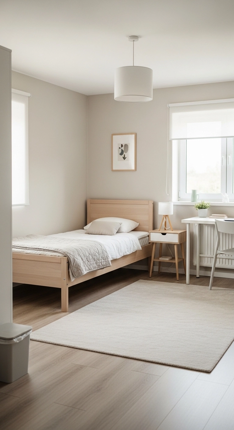 teen girl bedroom ideas with open space and minimal clutter in a small room