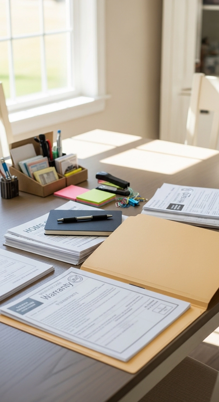 New homeowner checklist image of organizing home documents and receipts