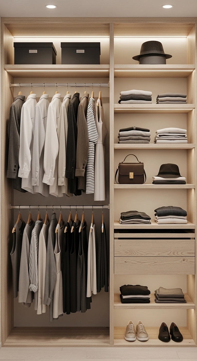 wardrobe decor ideas with organized wardrobe interior