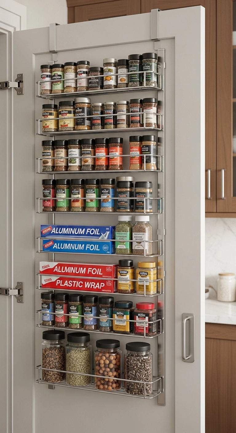 small pantry ideas using door racks for extra storage