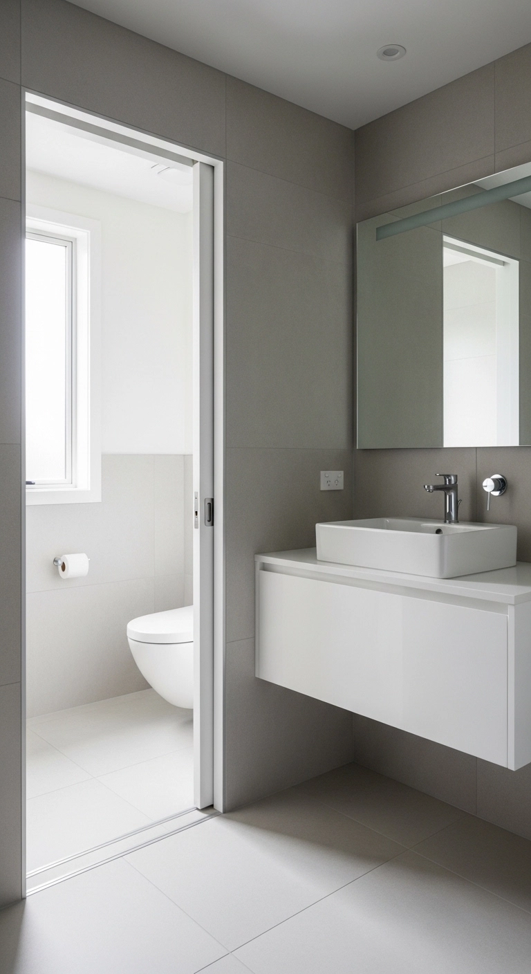 small home renovation ideas using a pocket door to save space