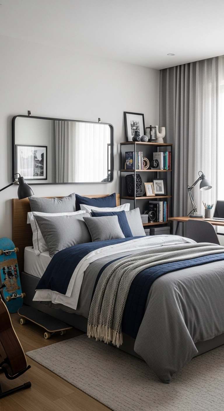 teenage boy bedroom ideas with polished finishing details