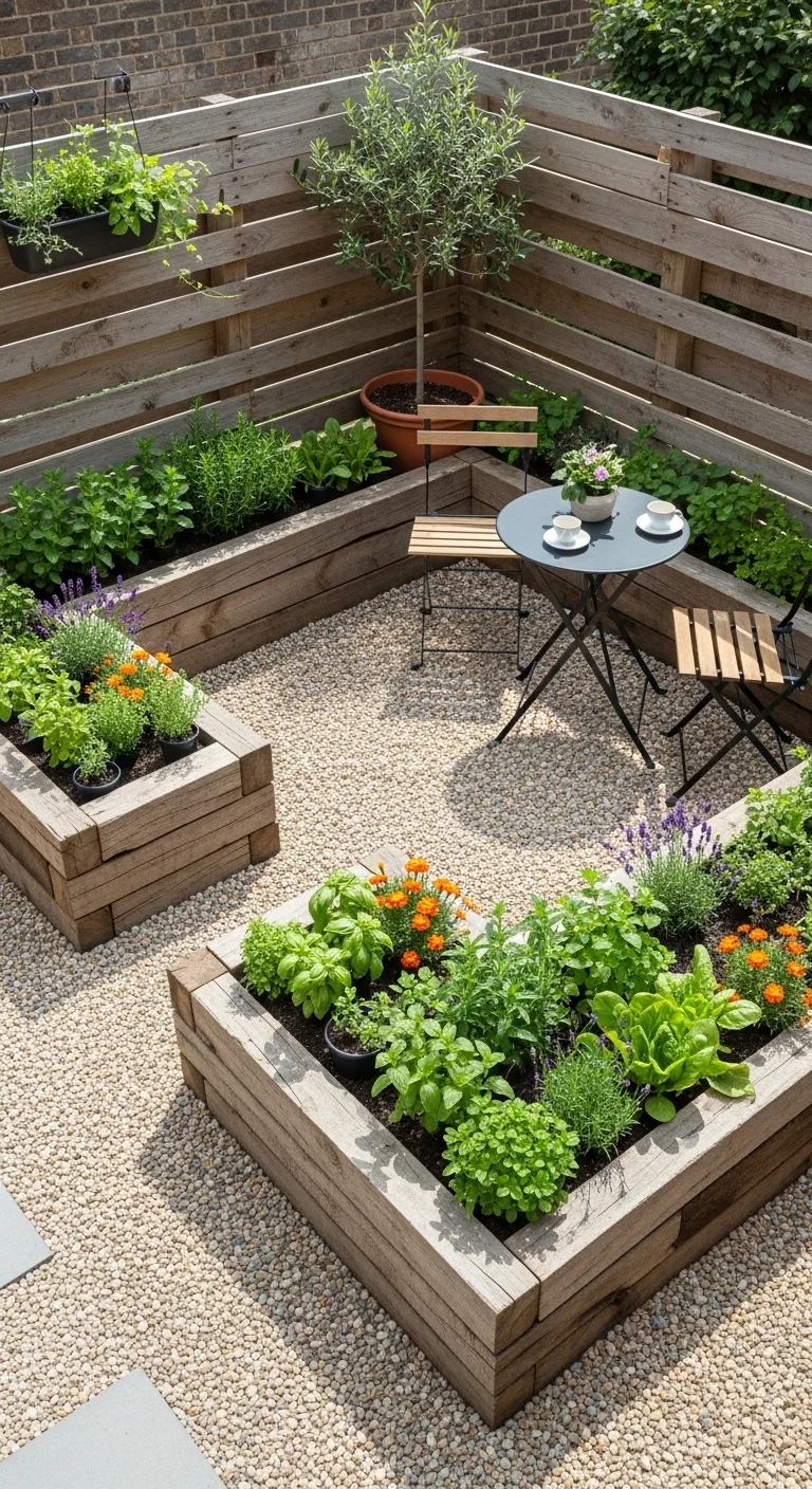 budget small backyard ideas with a raised garden bed made from timber