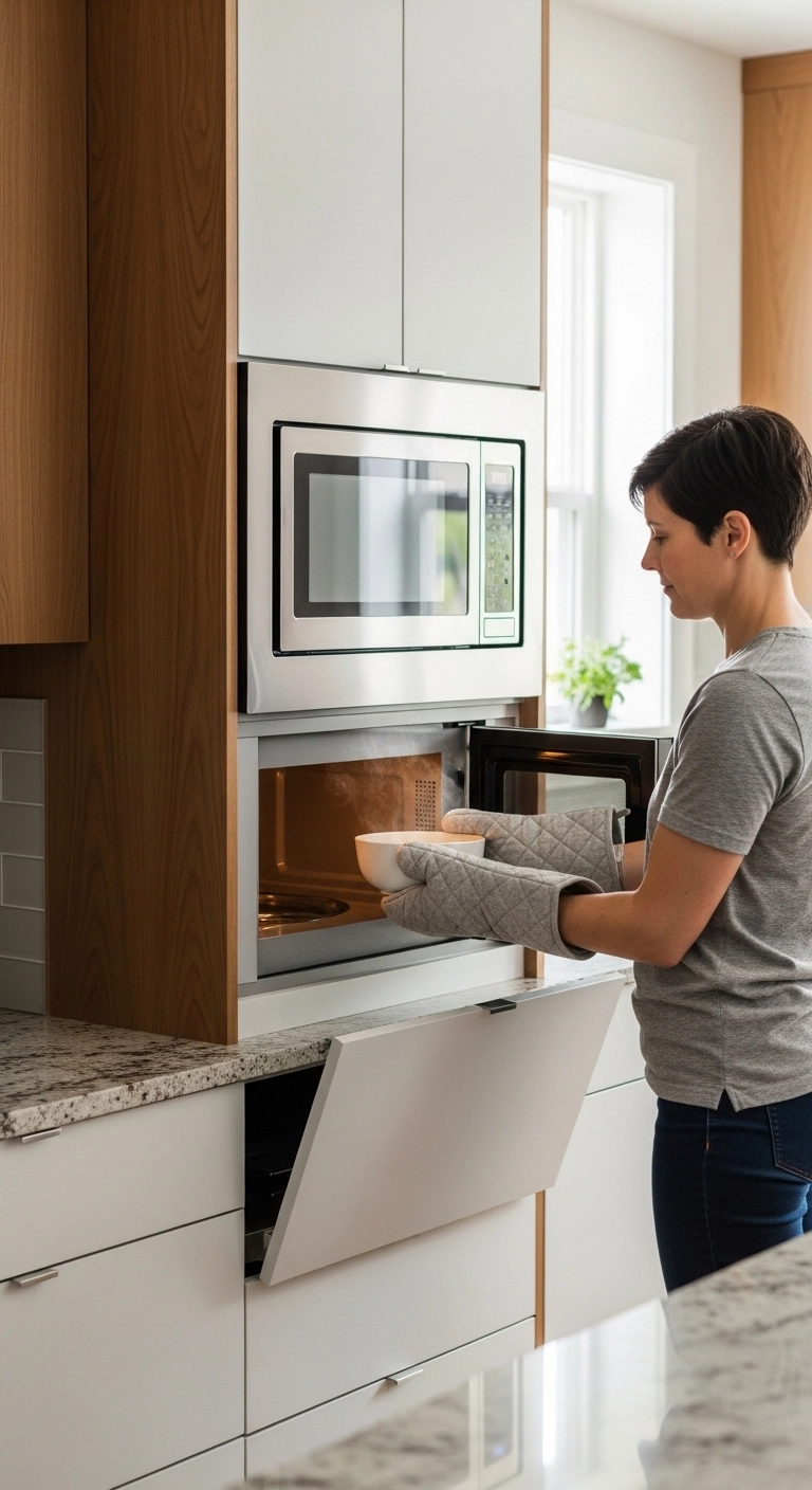 microwave location ideas with a lower safer microwave height