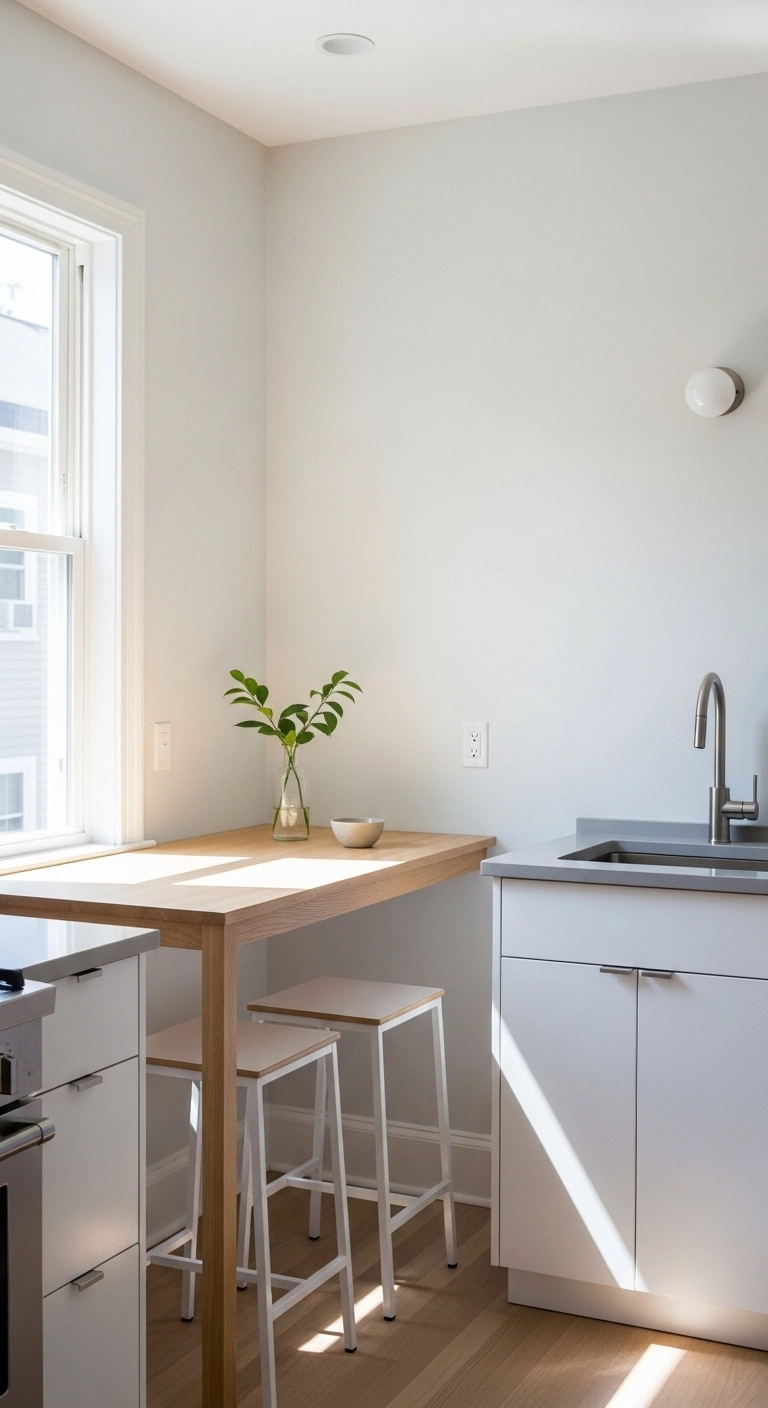 kitchen ideas for small spaces with slim furniture and airy design