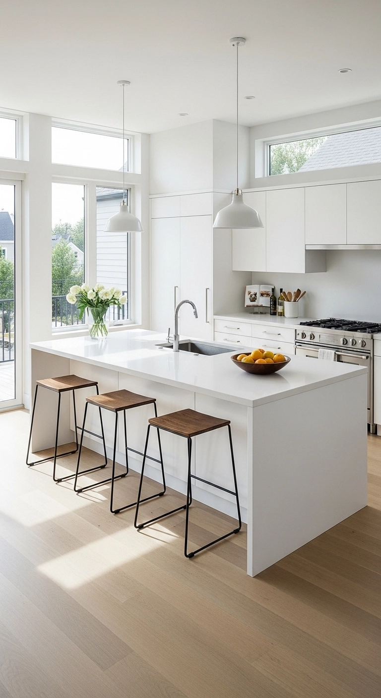 kitchen stool ideas with slim metal frame stools in a modern kitchen