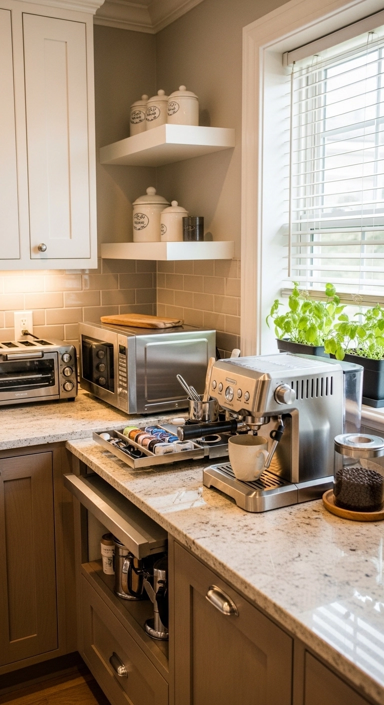 microwave location ideas with a small appliance zone