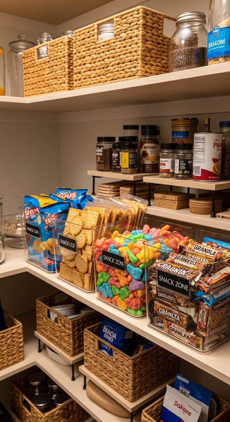small pantry ideas with a snack zone for family use