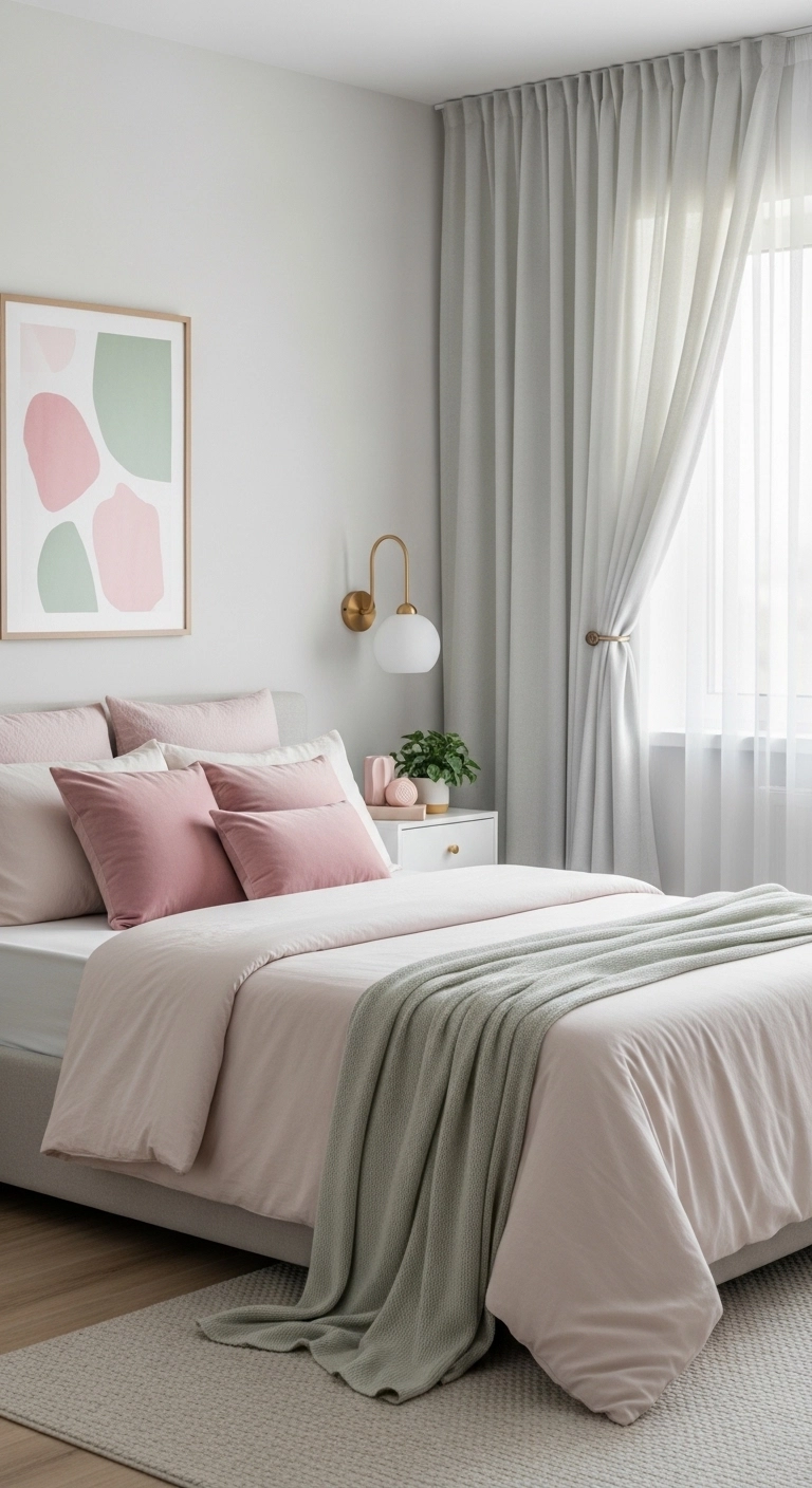 girly room dcore ideas with a soft pastel color palette and tidy feminine decor