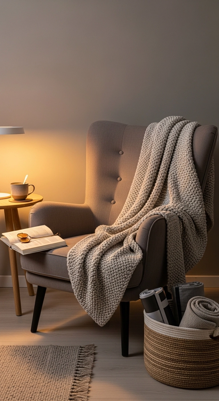 house decor with a throw blanket in a cozy seating corner