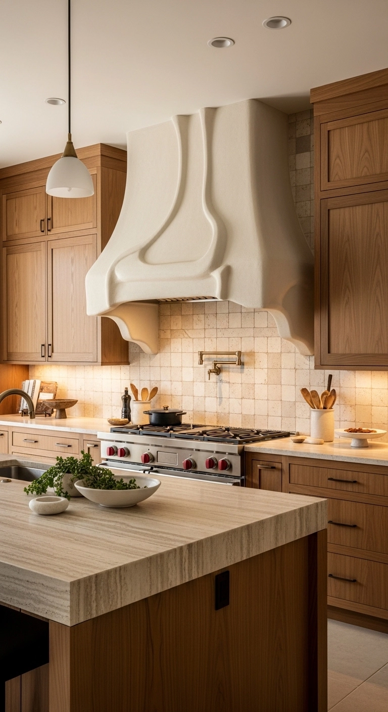 Kitchen ideas with a statement plaster range hood