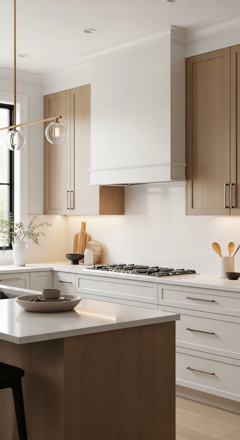 kitchen hood ideas with subtle trim on a modern hood