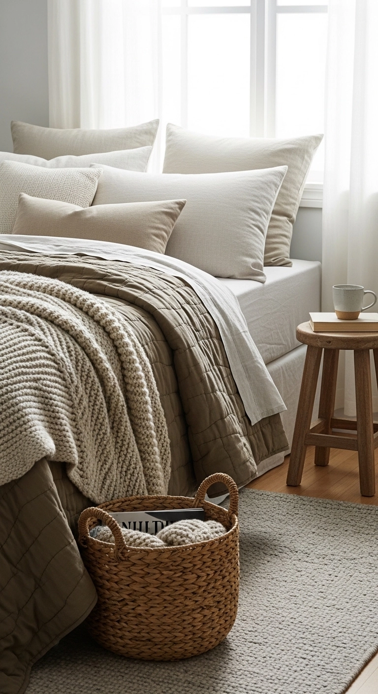 affordable bedroom ideas with cozy texture layers in a stylish bedroom