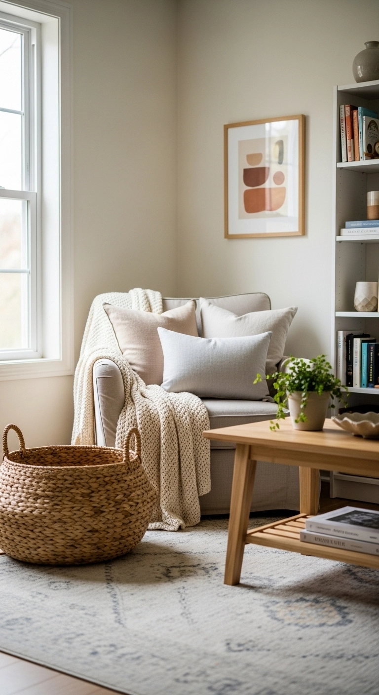 small living room decor ideas with layered texture and soft materials