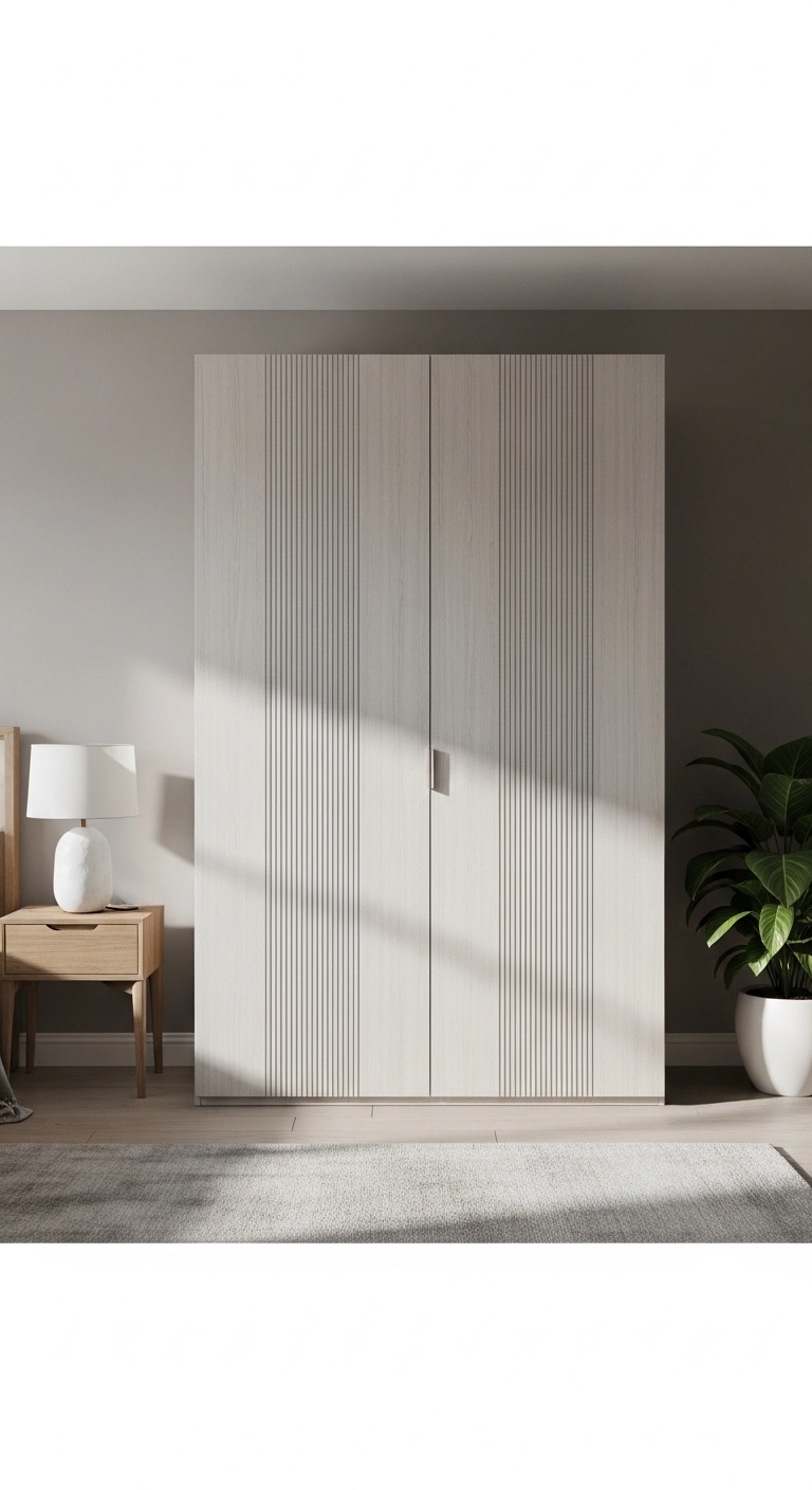 wardrobe decor ideas with textured wardrobe panel design