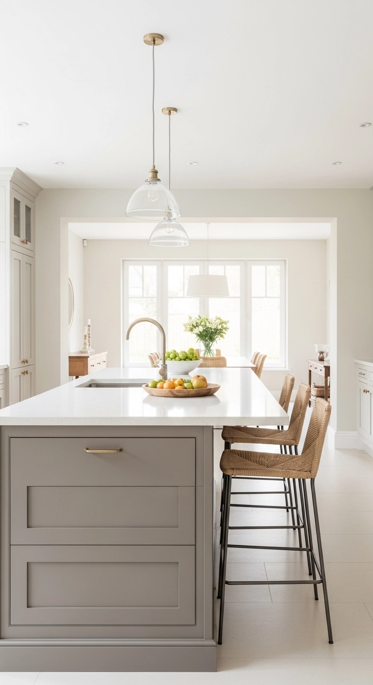 kitchen stool ideas with three stools spaced well at an island