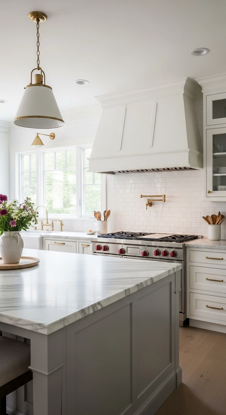 kitchen vent hood ideas with a timeless balanced hood design